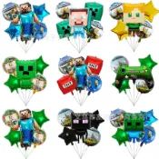 Game Minecraft Pixel Boy 鋁箔氣球套裝 - 兒童生日派對裝飾用品套件