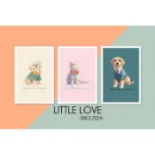 ［Little love]］水彩手繪約克夏、銀漸層短毛貓、金毛小卡片、單面卡片、感謝卡、萬用卡（1組2入）