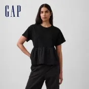 【GAP】有機棉寬鬆拼接層次T恤-黑色(897959)