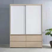 【時尚屋】[DU13]北歐法雪5x7尺四抽推門衣櫃DU13-DU008-8-1(台灣製/免組裝/衣櫃)