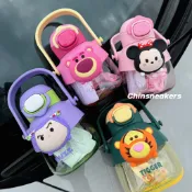 ☆CHIN代購☆ Disney 大頭Q版 760ml 吸管隨身水壺 巴斯 熊抱哥 跳跳虎 米妮 提把 側背 現貨