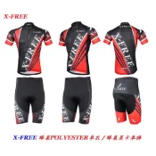【套裝六碼】X-FREE蜂巢車衣+萊卡車褲 排汗行服 矽膠坐墊自行車騎行褲 腳踏車短袖車衣短車褲