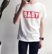 FINDSENSE服飾 FINDSENSE MD 韓國 潮 男 時尚 休閒 BABY字母印花 短袖T恤 學生短T 短袖上衣 特色短T