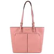 Michael Kors  JET SET TRAVEL 浮雕LOGO拉鍊肩背托特包.玫瑰粉