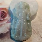 ☀️驅邪除魔☀️天然緬甸玉 A貨翡翠-糯冰 厚裝精雕 韋陀/韋馱菩薩 護法神 現貨實拍優惠特價【92jade 遇見善緣】