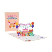 Paper Play 生日卡片-3D立體彩旗生日氣球禮物派對造型卡片(3D卡片 生日卡片 立體卡片)