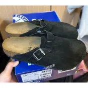 （女段）勃肯Birkenstock Boston 黑色麂皮 穆勒鞋