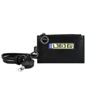 LONGCHAMP X心有所屬EU聯名LE PLIAGE CUIR系列小羊皮頸掛式零錢包(黑)