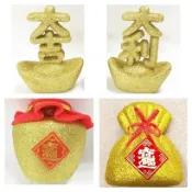 (台灣現貨)金蔥裝飾/大吉大利/福袋/酒甕/金蔥插枝/盆栽裝飾/年節飾品/銀柳裝飾/金元寶/福袋春節/過年擺飾/花藝造景