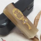 {印篆達人刻印鋪}赤牛角鑲鑽印章4分方~招財進寶.含印章刻印.搭配印章盒