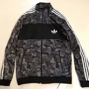Bape adidas 早期絕版款 黑迷彩外套 XS S M