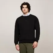 【TOMMY HILFIGER】官方旗艦館 同色調刺繡Logo大學T_黑色