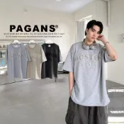 【PAGANS STORE】 BOSTON  字母 植絨字母 寬鬆 刷毛繡 標語 短袖 短tee