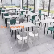 玉城商業企業社 商用快餐店專用餐飲小吃店學校員工食堂長方形新款巖板餐桌椅組合