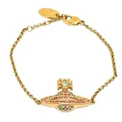 【Vivienne Westwood】浮雕吊墜手鍊(金色/粉水金/藍水晶)
