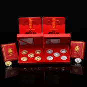 🔥臺灣出🔥嚴選純銀999銀元寶禮盒套裝福寶獻禮金箔擺件春節賀嵗開業招財禮品