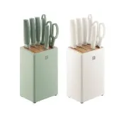 【ZWILLING 德國雙人】NOW PRO 玫瑰鈦金七件式刀座組-薄荷綠/奶油白2色任選(德國雙人牌集團官方直營)