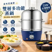 【森百諾】早餐機 蒸蛋器 電蒸鍋 110V電鍋 304不鏽鋼鍋 雙層蒸鍋 煮蛋機 定時早餐料理機 家用蒸鍋