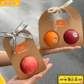 臺灣有貨水果包裝盒橙子蘋果桃子石榴梨子單雙個手提牛皮紙包裝袋通用紙盒