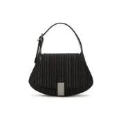 (店+)【CHARLES & KEITH】小CK 金屬裝飾 PU 馬鞍包斜挎單肩包 中號 女款 DARK 深灰色/粉白色 CK2-50782233