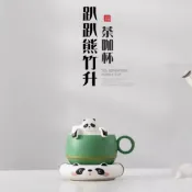 轉機商店 【茶水分離】熊貓泡茶杯 陶瓷杯 過濾杯 可愛水杯 個人專用杯 創意茶杯 咖啡杯 耐熱陶瓷 熊貓造型 辦公室居家適用