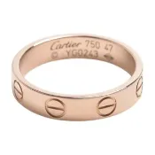 【Cartier 卡地亞】經典LOVE RING系列18K玫瑰金窄版戒指
