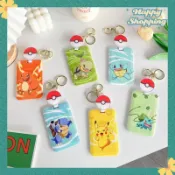 現貨POKEMON伸縮易拉扣卡套  寶可夢皮卡丘 便攜保護套 悠遊卡套 防丟公車捷運卡卡套 ABS證件套鑰匙扣 卡套批發