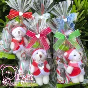 ◇儷人館◇二次進場.送客禮.喜糖.囍糖diy.婚禮小物.小熊.聖誕熊.幼兒園生日.糖果.聖誕節.帶鑽聖誕小熊+枴杖糖組合