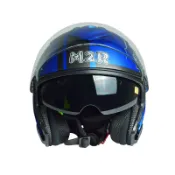 M2R FR-2 瑪雅 消復藍 半罩 安全帽 3/4罩 雙鏡片(透明片+內墨片) 內襯全可拆
