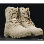 【野戰搖滾-生存遊戲】三角洲部隊高品質特戰軍靴、作戰靴【沙色】側拉式拉鍊登山靴戰鬥靴沙漠靴工作靴勤務靴