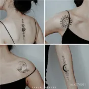 【優選精品】行星 ins風簡約小清新月亮紋身貼手臂黑白日月星辰持久女鎖骨太陽ins風韓國 2FRS