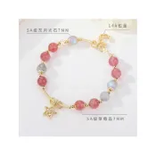 (店+)【開運堂】現貨 天然草莓晶灰月光石手鍊轉運招正桃花穩定愛情手鍊手串閨蜜女友生日禮物飾品批發