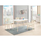(店+)1【全台傢俱】CM-26 妮克絲 洗白色 實木 4尺餐桌/ 格魯曼餐椅(布)(實木)(洗白色)