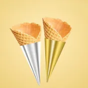 現貨【冰淇淋包裝】金色銀色大麥克 脆筒紙套 蛋筒紙託 冰淇淋 甜筒捲紙杯託 加厚紙筒 拖殼