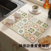 【台灣新店福利價統編】Ω吸水桌墊Ω 廚房檯面 瀝水墊 碗盤菜板墊美式復古水槽邊專用可裁剪硅藻泥 吸水墊