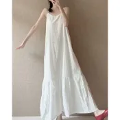 夏季女裝棉麻連身裙 設計感露背棉麻吊帶連衣裙胖MM特大碼300斤夏季寬鬆顯瘦背心長裙 短袖亞麻連衣裙 洋裝0518 KC