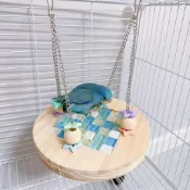 🔥熱銷🔥 鸚鵡專用秋千 鳥用冰墊吊床 虎皮玄鳳 空中站臺 散熱冰感涼 休息吊窩