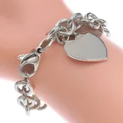 【DOKODEMO】Tiffany & Co.) Return to 中性手鍊，有心形吊牌，925 純銀，約 34.6 克 [二手]