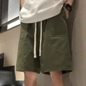 夏季男士穿搭褲 透氣涼爽冰絲下著 輕薄柔順速乾短褲 閒暇放鬆休閒中褸 海邊渡假造型褲款 健身運動百搭五分褲