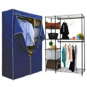 (店+)【品樂生活】46X122X180CM六層雙桿吊衣架組贈布套(烤黑/電鍍可選)