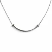 【DOKODEMO】成色極佳 □ TIFFANY&Co. Tiffany AU750 T Smile小號項鍊，白K金，重 3.09 克，女款