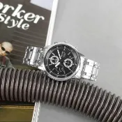 【SEIKO 精工】三眼計時 日期 防水100米 日本製造 不鏽鋼手錶 黑色 40mm(SNDC27J1)