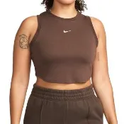 【NIKE 耐吉】NSW ESSNTL RIB CRP Tank 女款 咖啡色 削肩 短版 Logo 背心 FB8280-237