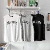 【20ss_select】韓國 PEACEOUT無袖背心 韓款 純棉 太空棉 無袖 背心 情侶背心 夏天背心 運動背心