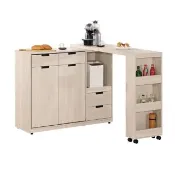【BODEN】奈迪4.6尺中島型吧台桌+餐櫃/多功能L型收納餐桌電器櫃組合