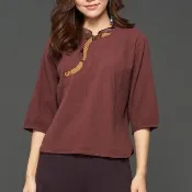 【古典美】古典美97014 古布斜襟上衣(茶禪服/中國風/國服/漢服/手染服/棉麻/亞麻/天然纖維)