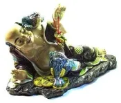 8海精品【劉海 戲金蟾 財神 跤趾陶 交趾陶 ~老件~許炎輝 台灣陶藝大師】