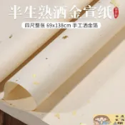 四尺手工金箔宣紙半生半熟書法聯繫創作投稿參展仿古行草楷灑金紙