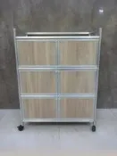 新竹二手家具◎百豐悅2手傢俱-新品庫存出清 梧桐色88公分六門餐櫃 收納鋁櫃 碗盤收納櫃 苗栗2手家具 后里二手傢俱