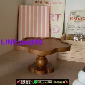 最佳優品 [歡迎詢價 可開發票]法式復古花邊原木托盤置物高腳盤法式甜點蛋糕盤香薰燭臺托花朵餐